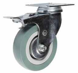 Колесная опора 75 мм аппаратная площадка, поворотная, тормоз, подшипник скольжения