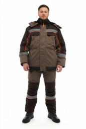 Костюм зимний БЕРГЕН куртка брюки цв. бежевый т. коричневый ЭТАЛОН