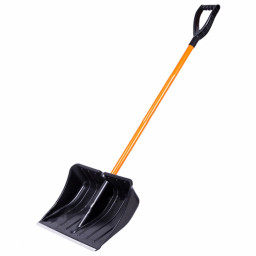 Лопата снеговая пластиковая МЕДВЕДЬ с алюминевой планкой с фибергласовым черенком и V-ручкой Элита