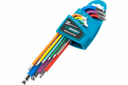 Набор ключей имбусовых HEX, 1,5–10 мм, S2, 9 шт магнит экстра-длин. с шаром  хром/краска Gross