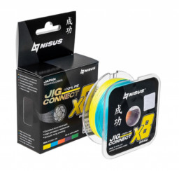 Шнур JIG CONNECT X8 PE Multicolor 150m #0.8, 0.14mm 8.7kg/14.7LB NISUS