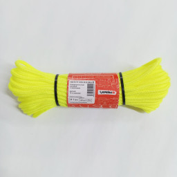 Шнур полипропиленовый плетёный 5 мм 16 пр. с сердечником НЕОНОВЫЙ-желтый (20м) КРЕПЫЖ